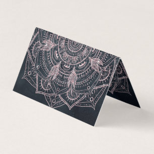 Carte De Visite Elégant Rose Gold Mandala Gray Nebula Design