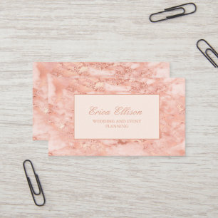 Carte De Visite Élégant Rose Gold Marble Wedding planner