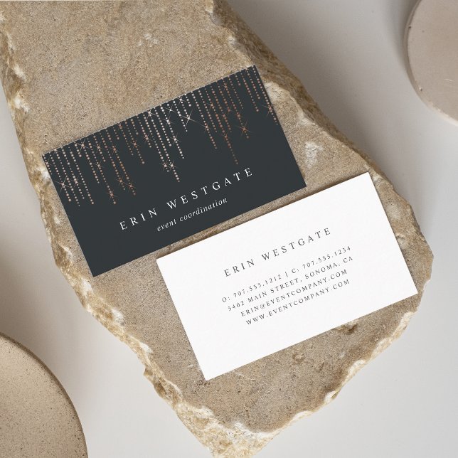 Carte De Visite Élégant Rose Gold Marquee (Créateur téléchargé)