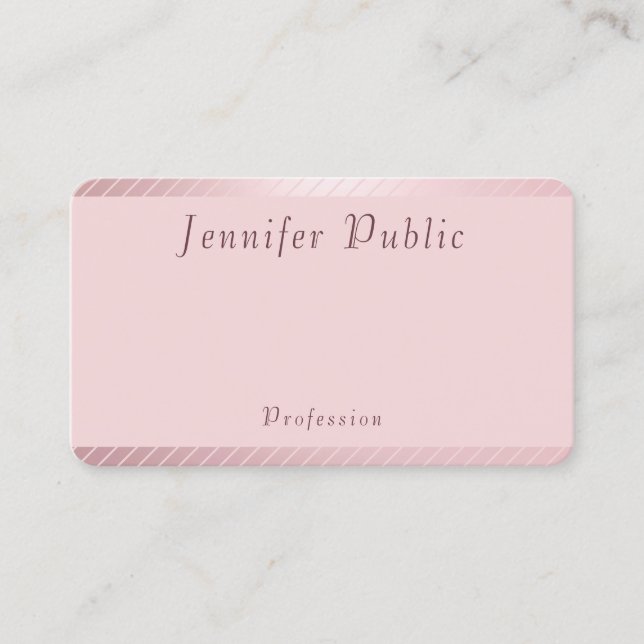 Carte De Visite Elégant Rose Gold Modèle Moderne tendance Simple (Devant)