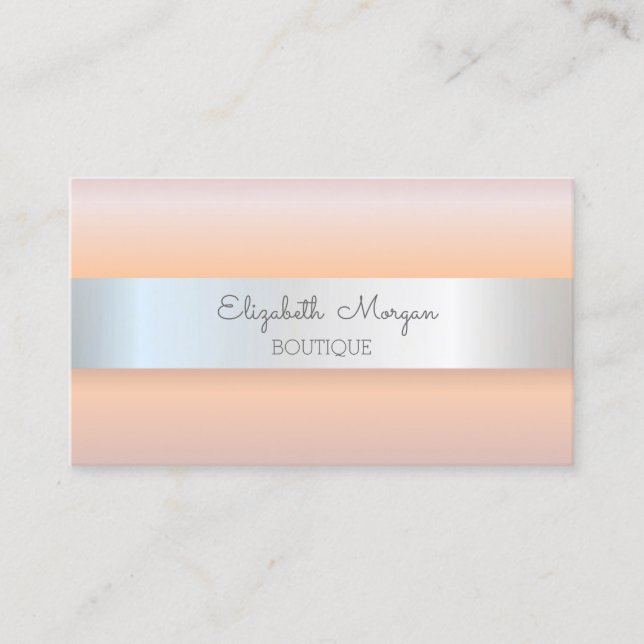 Carte De Visite Élégant Rose Gold Moderne, Rayure Argentée (Devant)