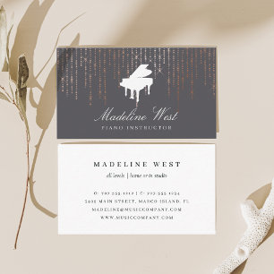 Carte De Visite Élégant Rose Gold Piano Instructeur de musique