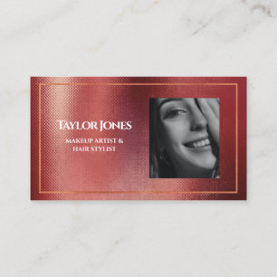Carte De Visite Elégant Rose Gold QR code maquillage cheveux beaut