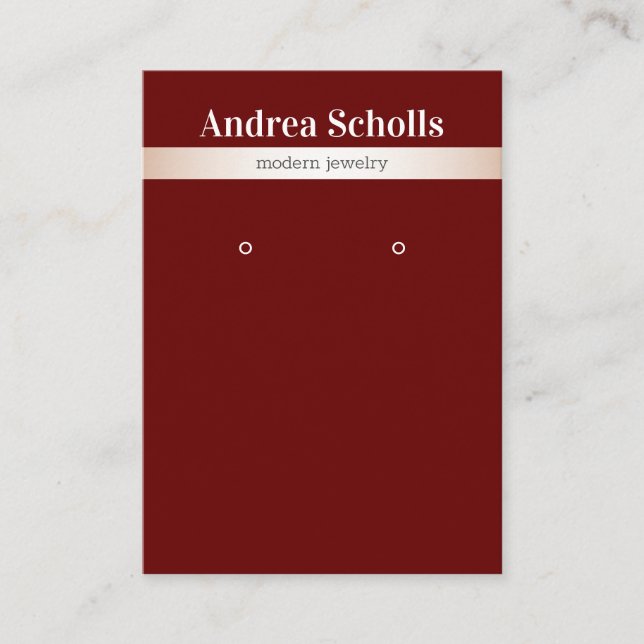 Carte De Visite Élégant Rose Gold Striped Bijoux Écran d'oreille (Devant)