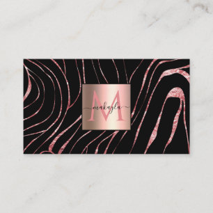 Carte De Visite Élégant Rose Gold Tiger rayé noir
