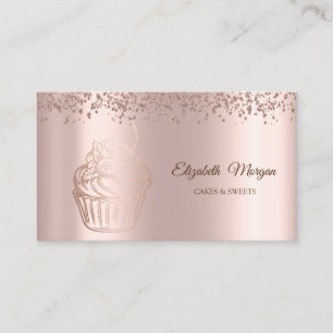 Carte De Visite Elégant Rose moderne Cupcake, Sucres, Boulangerie