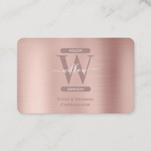 Carte De Visite Élégant Rose or rose monogramme médias sociaux icô