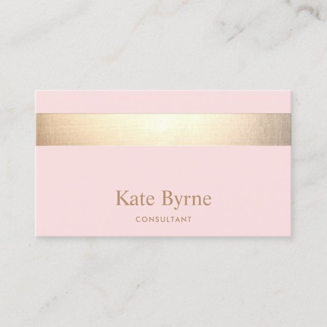 Carte De Visite Élégant rose Or Stripe (Devant)