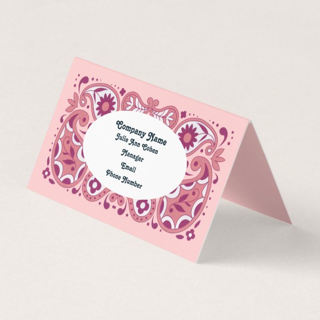 Carte De Visite Elégant rose Paisley Design Tear Drops Daisis (Devant)