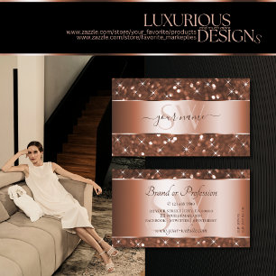 Carte De Visite Élégant Rose Parties scintillant Or Étoiles Étince