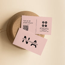 Élégant rose QR Code Monogramme Logo Boho Girly