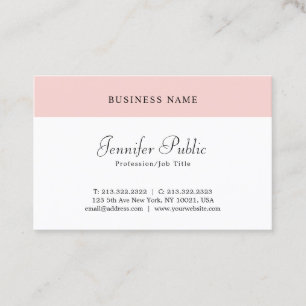 Carte De Visite Élégant rose rose blanc blanc Modèle simple