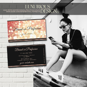 Carte De Visite Élégant Rose Rouge or Parties scintillant étoiles 