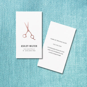 Carte De Visite Elégant Rose simple Ciseaux d'or Ciseaux de cheveu