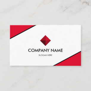 Carte De Visite Élégant Rouge & Blanc