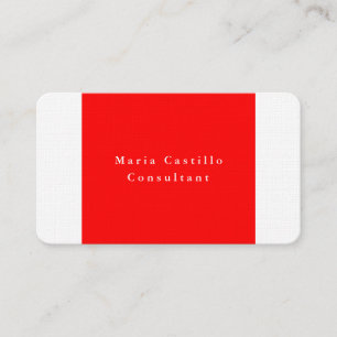 Carte De Visite Élégant rouge blanc minimaliste moderne
