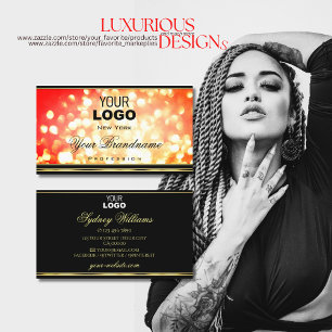 Carte De Visite Élégant rouge or étincelant Parties scintillant Lo