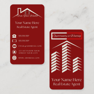 Carte de visite Élégant Rouge Pour Agents Immobili