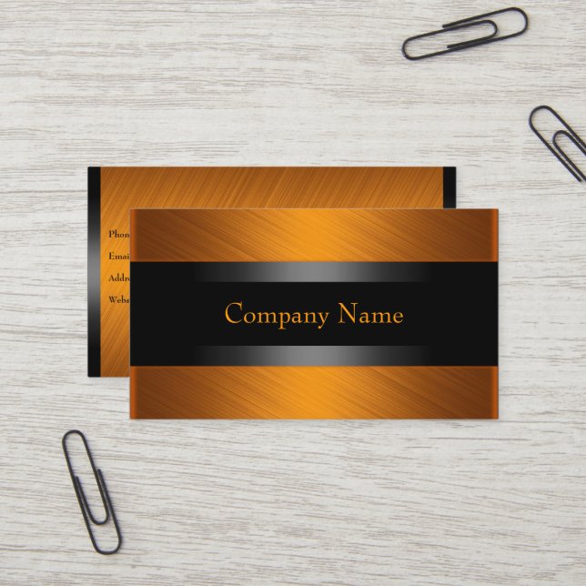 Carte De Visite Élégant rouille orange avec noir (Devant/Arrière en situation)