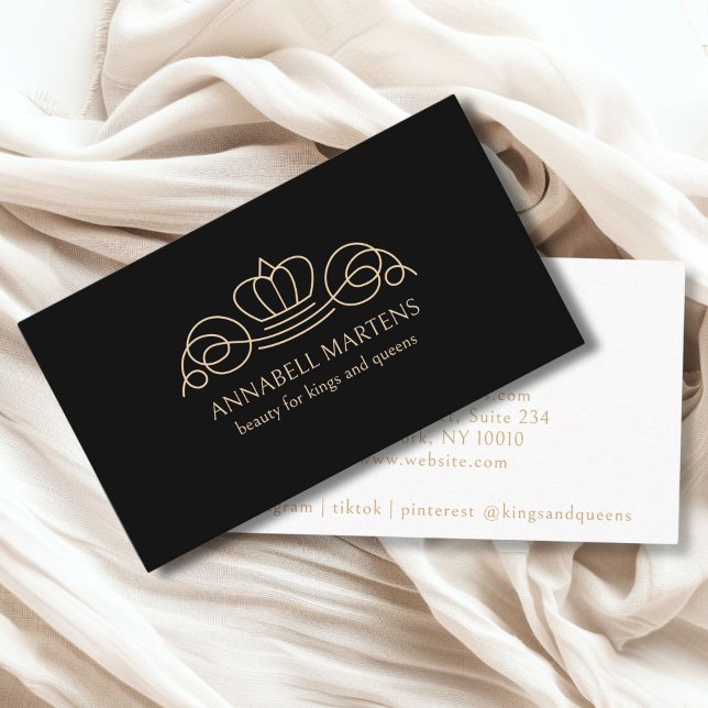 Carte De Visite Elégant, royal, salon, noir+beige (Elegant, royal, salon, black+beige business card)