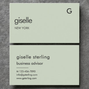Carte De Visite Élégant Sage Green Luxe Monogramme minimaliste