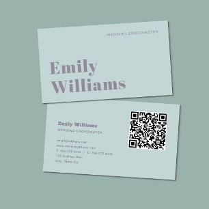 Carte De Visite Élégant Sage Green Simple Professionnel Code QR