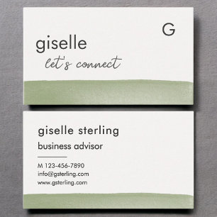 Carte De Visite Elégant Sage Vert Aquarelle Moderne Professionnel