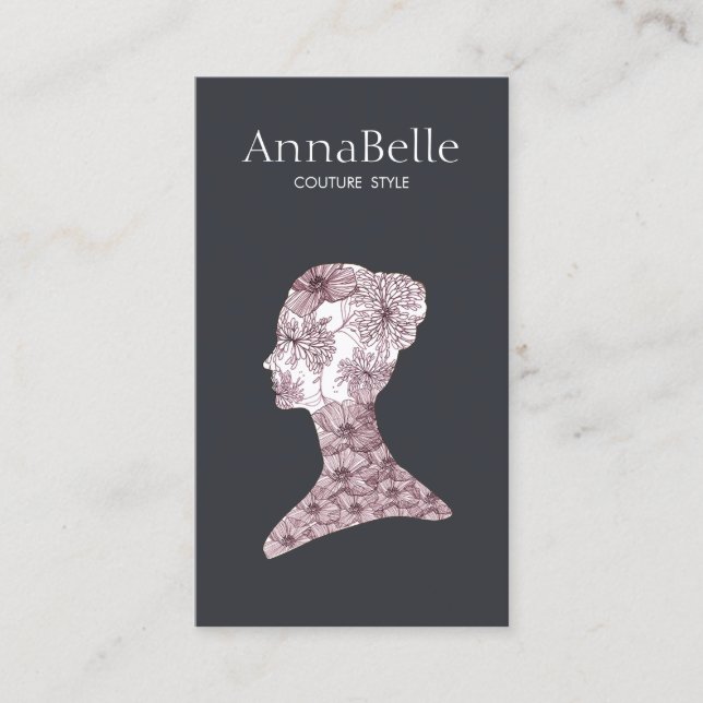 Carte De Visite Elégant salon de beauté du visage de la femme flor (Devant)