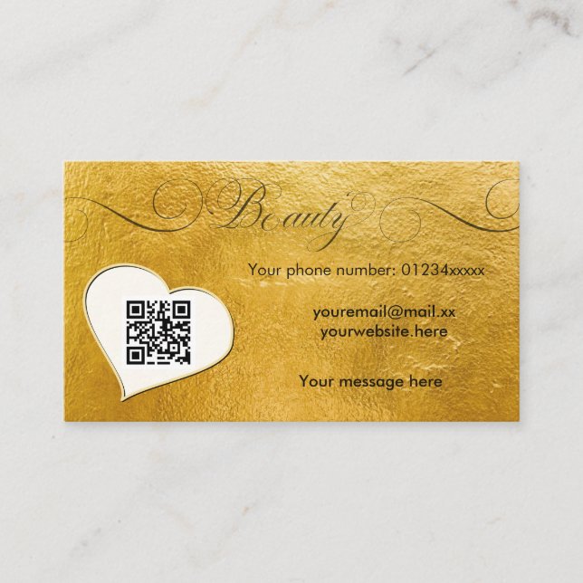Carte De Visite Elégant salon de beauté minime de faux or Qr code (Devant)