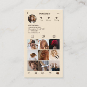 Carte De Visite Élégant salon de cheveux Instagram Photo Collage B