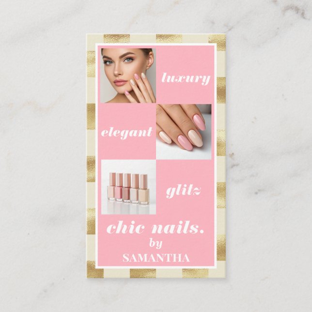 Carte De Visite Élégant Salon de ongles de luxe Salon de ongles Ph (Devant)