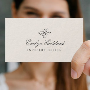 Carte De Visite Élégant Script de calligraphie épais Luxe Ecru Gre