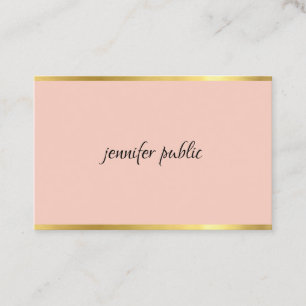 Carte De Visite Élégant Script De Main Cursive Rose Et Or Modern