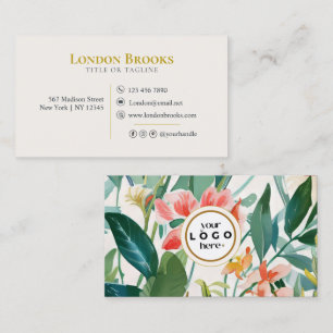 Carte De Visite Élégant script floral or   Social Media Business
