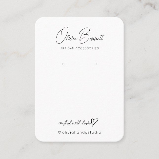 Carte De Visite Elegant Script Heart Logo display holder (Devant)