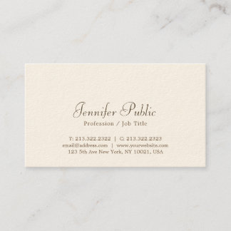 Carte De Visite Élégant Script Professional Luxe Signature Cream
