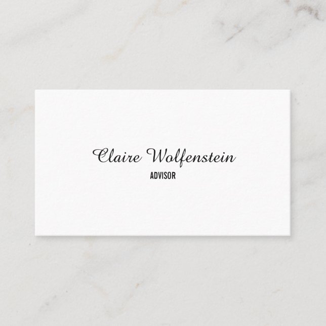 Carte De Visite Élégant script professionnel noir et blanc (Devant)