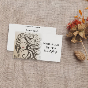 Carte De Visite Élégant Sepia Chic Wavy Hairstyle extensions de ch