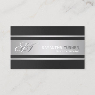 Carte De Visite Élégant Silver Black Professional Personnalisé Mon