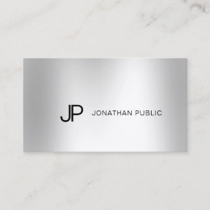 Carte De Visite Elégant Silver Look moderne Monogramme professionn