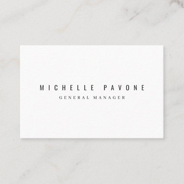 Carte De Visite Élégant Simple Blanc & Noir Professionnel (Devant)