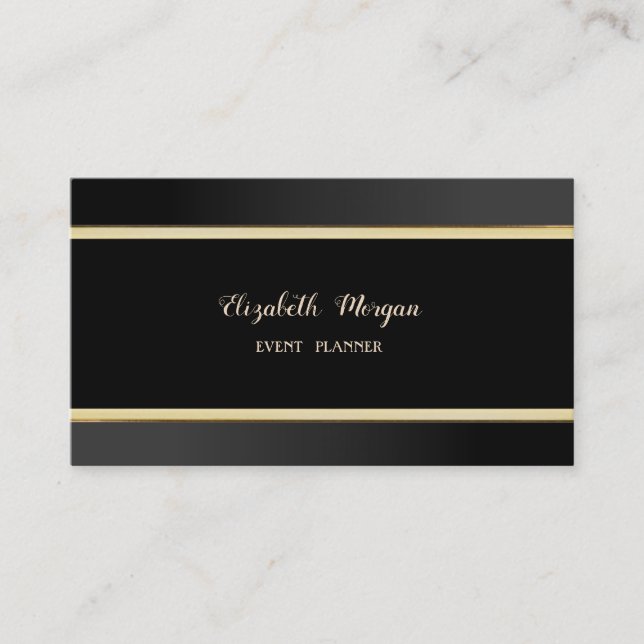 Carte De Visite Élégant Simple Chic,Noir,Rayes (Devant)
