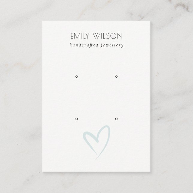 Carte De Visite Élégant simple Coeur Bleu 2 Étui Écran d'oreille (Devant)