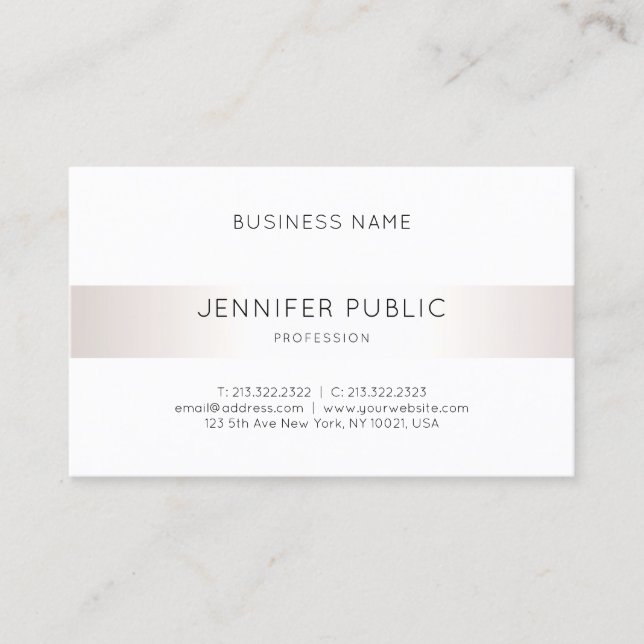 Carte De Visite Élégant Simple Faux Argent Plain Luxe Moderne (Devant)