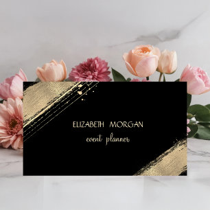 Carte De Visite Elégant Simple Faux Gold, Noir