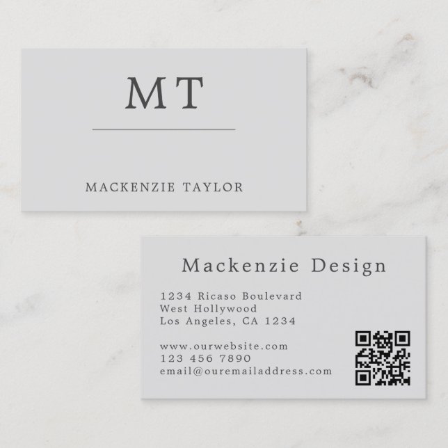 Carte De Visite Élégant Simple Moderne Professionnel avec Code QR (Devant / Derrière)