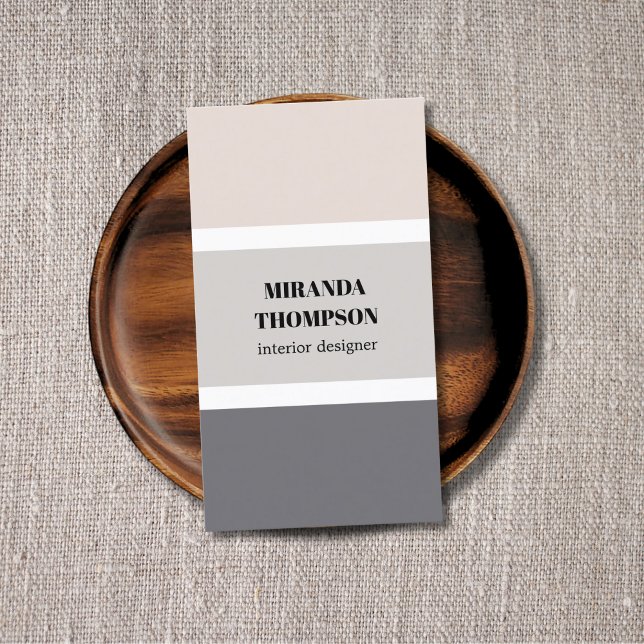 Carte De Visite Elégant Simple Pastel Stripes Design intérieur (Créateur téléchargé)