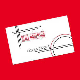 Carte De Visite Elégant simple rouge noir blanc géométrique modern