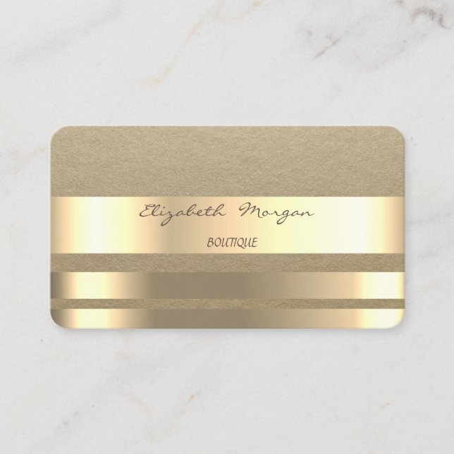 Carte De Visite Élégant  Simple,Rustique,Rayé Kraft (Devant)