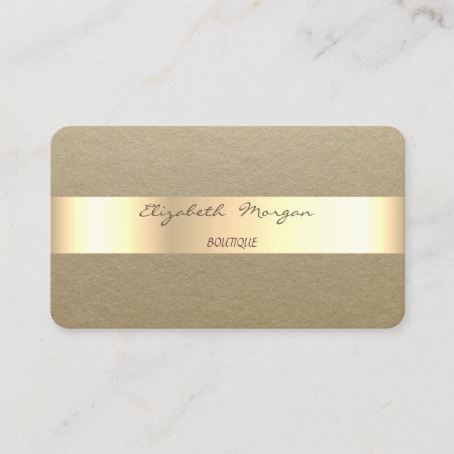 Carte De Visite Élégant  Simple,Rustique,Rayure Kraft (Devant)